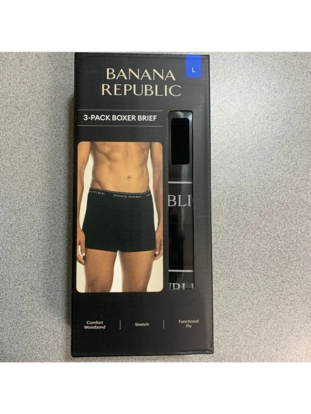 NWT Banana Republic Men's L 3-Pack Boxer Briefs Black Ultra-Soft Comfort
